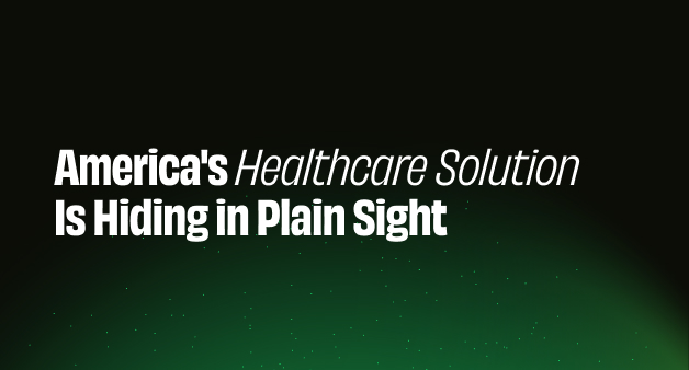 Abstract black and green background with glowing particles, used as a visual frame or backdrop for healthcare and innovation-themed content.