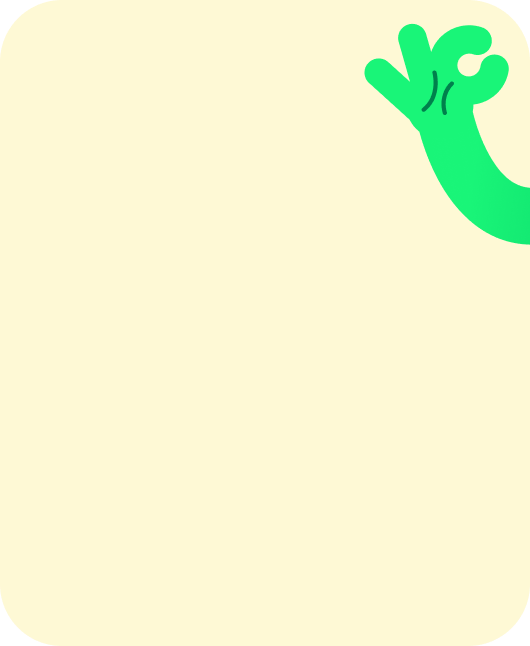 Ilustración de una mano verde haciendo el gesto de “ok” en la esquina superior derecha sobre fondo claro, representando aprobación, bienestar y flexibilidad.