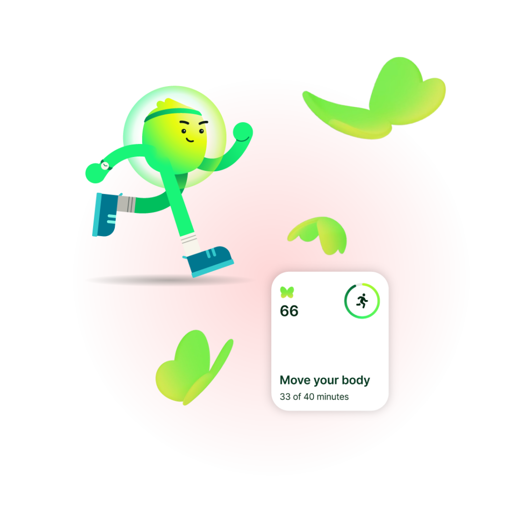 Employee improving their health over time while earning greater rewards, bigger discounts, and expanded coverage through Betterfly